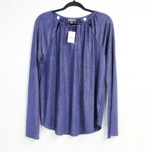 The Limited Women's Purple Astral Aura Shimmer Glittering Long Sleeve Blouse NWT
